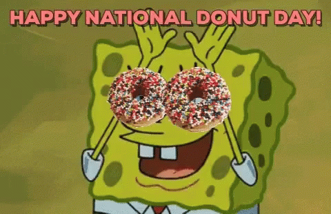SpongeBob Holding Donuts Happy National Donut Day GIF