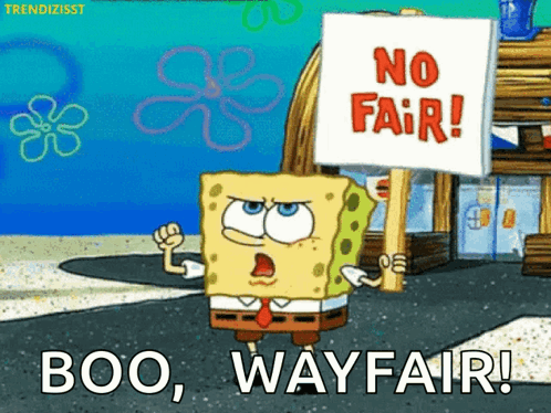 SpongeBob Holding No Fair Sign