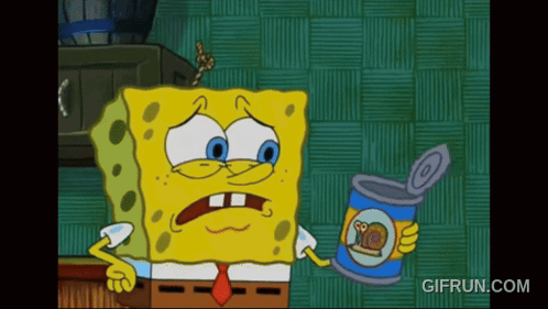 SpongeBob Holding Open Can of Snail Food