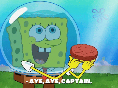 Spongebob Holding Patty Aye Aye Captain GIF