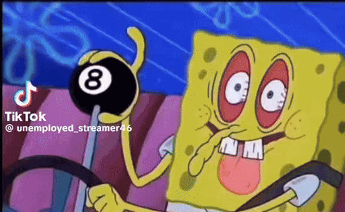 Spongebob Holding Pool Ball Number Eight GIF