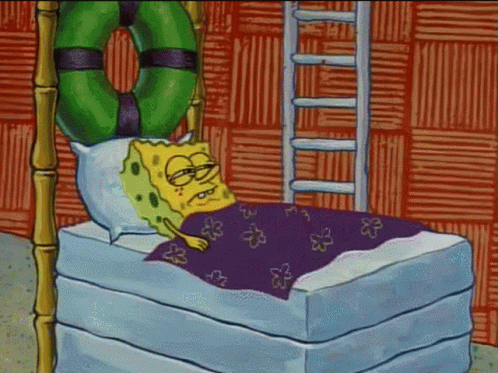 SpongeBob in Bed with Life Preserver