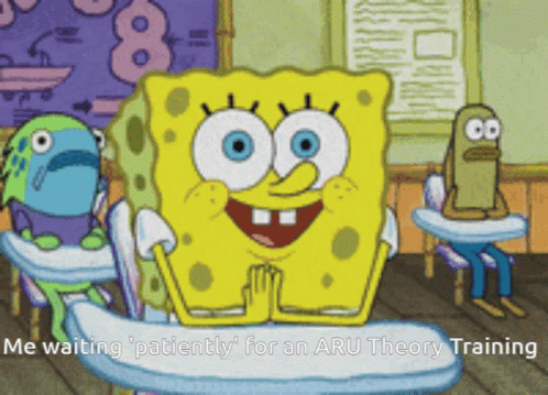 Spongebob in Classroom Waiting for Aru Theory Training