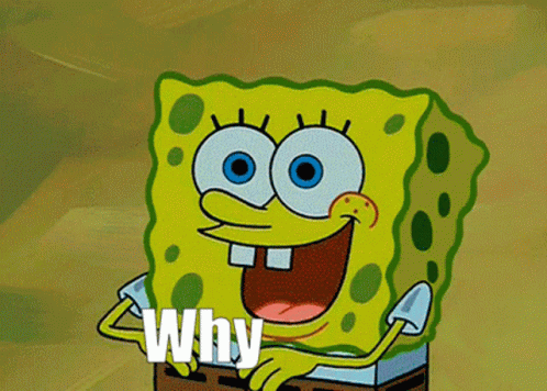 Spongebob Is Smiling And Holding The Word Why In His Hand GIF