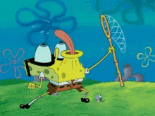 Spongebob Jellyfishing Gif GIF