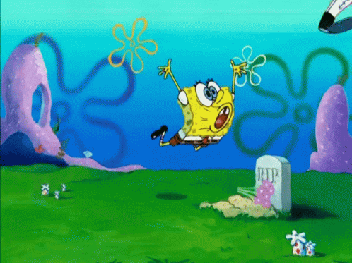 Spongebob Jumping Over Grave RIP