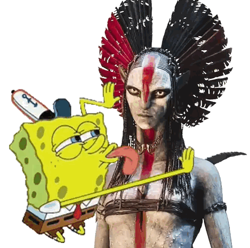 SpongeBob Kissing Native American
