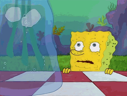 SpongeBob Looking Out of Glass