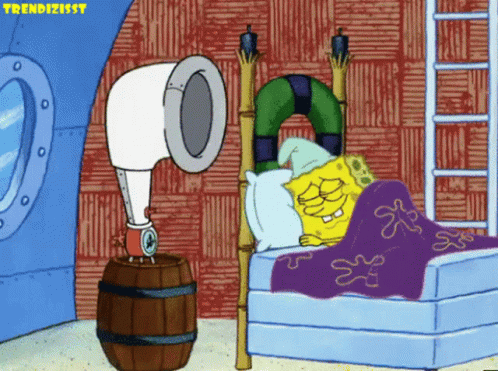 SpongeBob Lying in Bed Next to Barrel