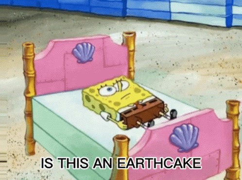 Spongebob Lying in Bed Saying Is This an Earthquake