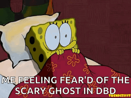 SpongeBob Lying Under Blanket Scared of DBD Ghost