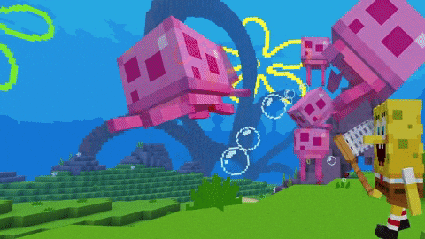 Spongebob Minecraft Axolotl GIF