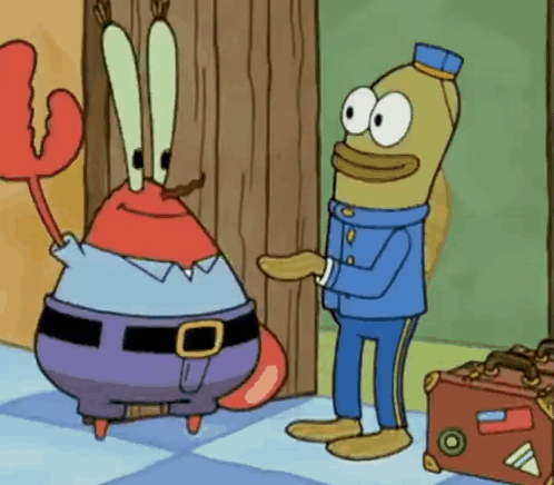 Spongebob Next To Man In Blue Uniform GIF