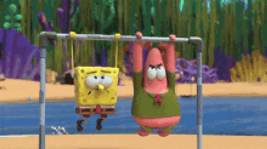 Spongebob Patrick Star Tired Work Out Pull Up GIF