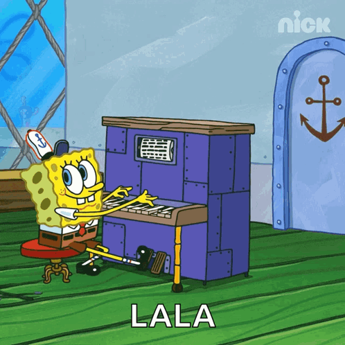 SpongeBob Playing Piano Saying Lala GIF