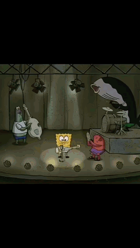 Spongebob Plays A Guitar In Front Of Some Flowers GIF