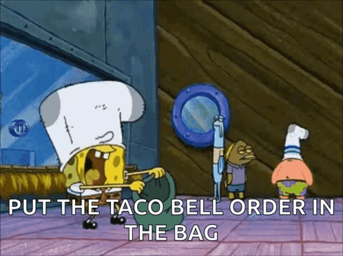 SpongeBob Putting Taco Bell Order in Bag