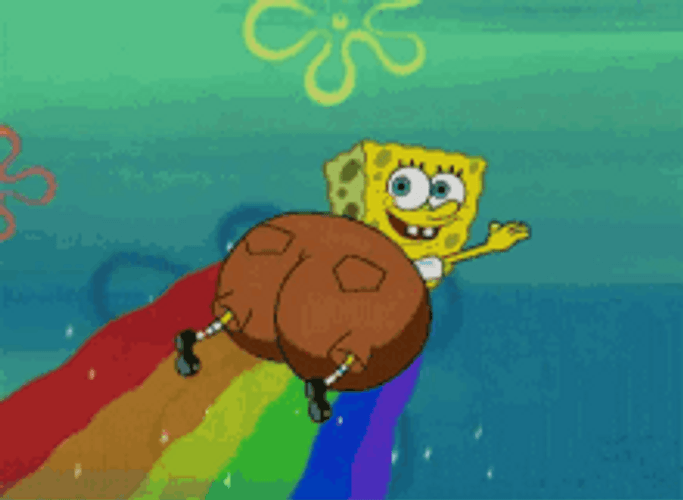 Spongebob Rainbow Squarepants Fly Sparkle GIF