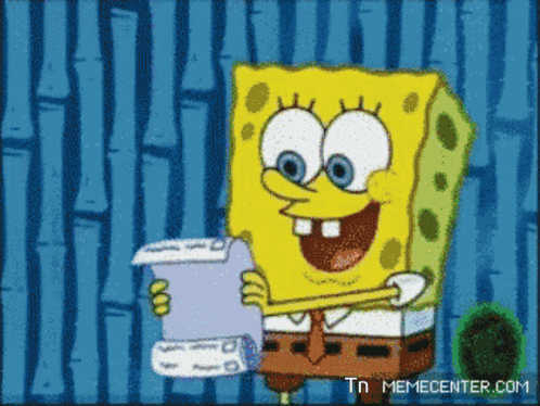 Spongebob Reading Paper With Tn Memecenter.com