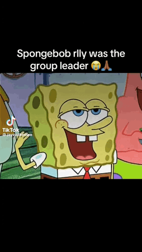 Spongebob Rlly Was The Group Leader In A Spongebob Squarepants Video . GIF