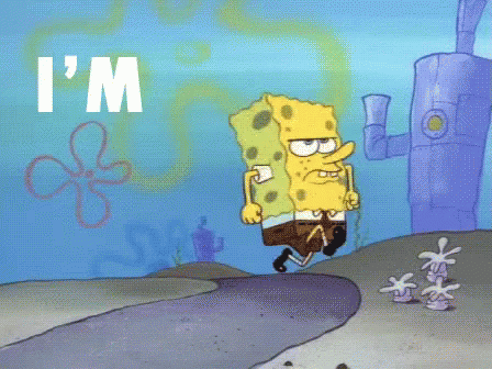 Spongebob Running Saying I'm GIF