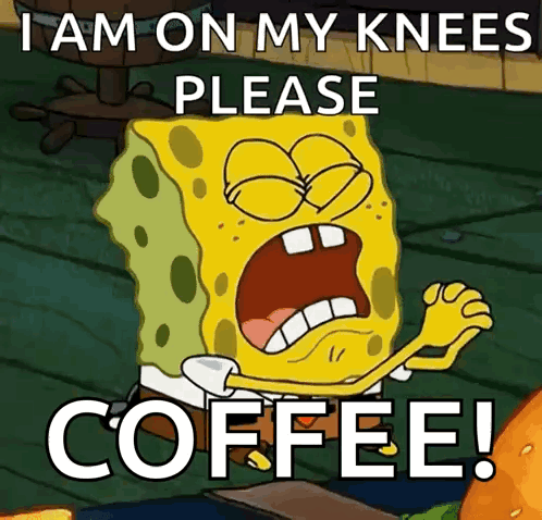 SpongeBob Saying I Am On My Knees Please Coffee GIF