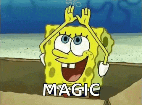 SpongeBob Saying Magic with Hands Up