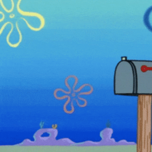 SpongeBob Scene With Mailbox and Flower