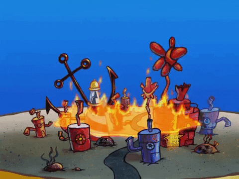 Spongebob Set The Town On Fire GIF
