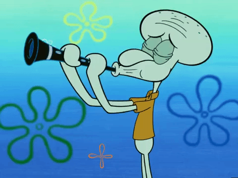 Spongebob Singing With Squidward Playing Clarinet GIF