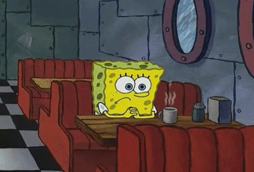SpongeBob Sitting at Diner Table
