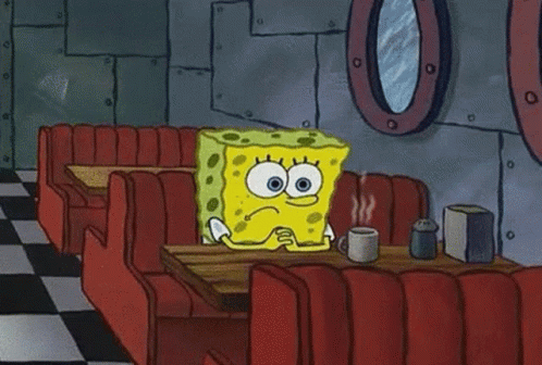 SpongeBob Sitting at Diner with Coffee