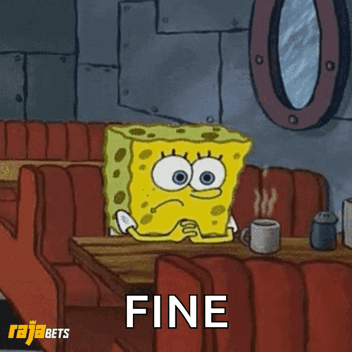 SpongeBob Sitting at Table with Fine