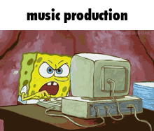 SpongeBob Sitting in Front of Computer