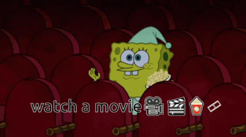 SpongeBob Sitting in Theater Eating Popcorn