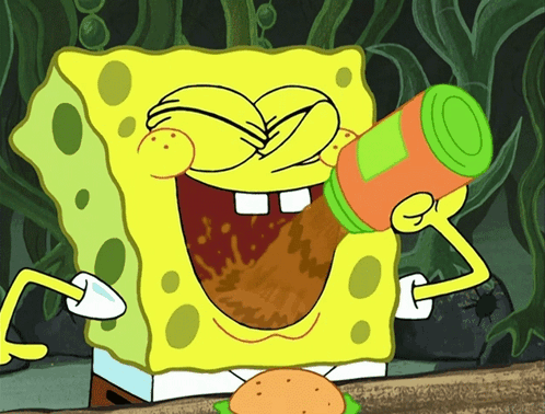 SpongeBob Smiling in Front of Blue Door