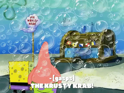 Spongebob Squarepants And Patrick Looking At Krusty Krab GIF