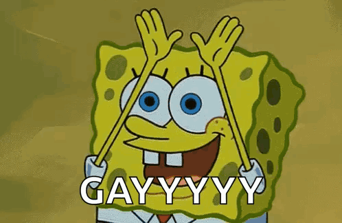 SpongeBob SquarePants Hands Up Saying Gay