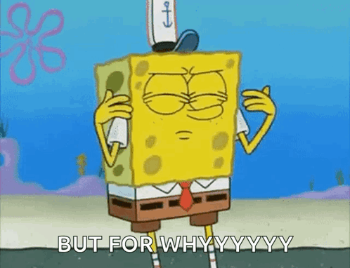 SpongeBob SquarePants Holding Microphone Saying Why