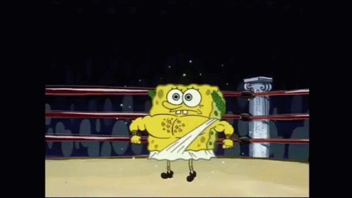 SpongeBob SquarePants In Boxing Ring With Lightning Bolt GIF