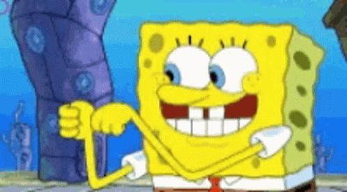 Spongebob Squarepants Is Flexing His Muscles In A Cartoon . GIF