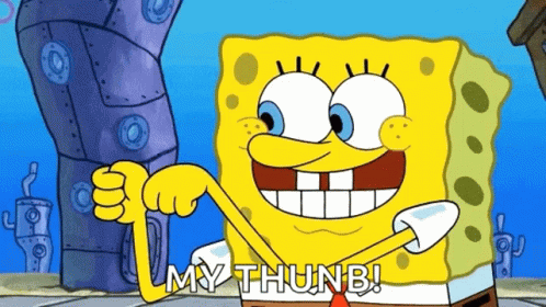 Spongebob Squarepants Is Giving A Thumbs Up And Says My Thumb ! GIF