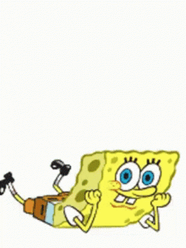 Spongebob Squarepants Is Laying On His Back With His Legs Crossed . GIF