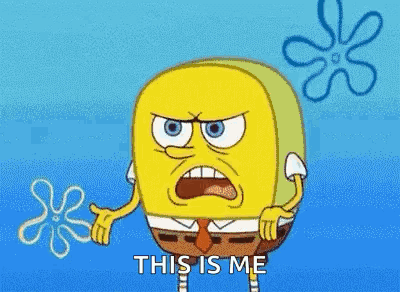Spongebob Squarepants Is Making A Funny Face While Holding A Flower And Saying `` This Is Me '' . GIF
