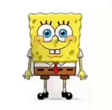 Spongebob Squarepants Is Standing In Front Of A White Wall And Smiling . GIF