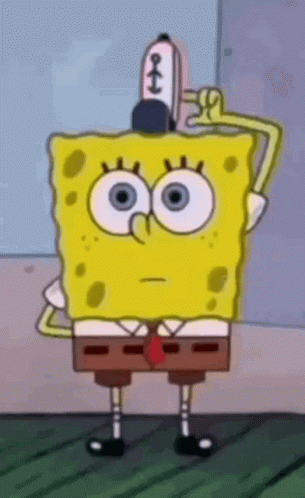 Spongebob Squarepants Is Wearing A Hat And A Tie While Standing On The Beach . GIF