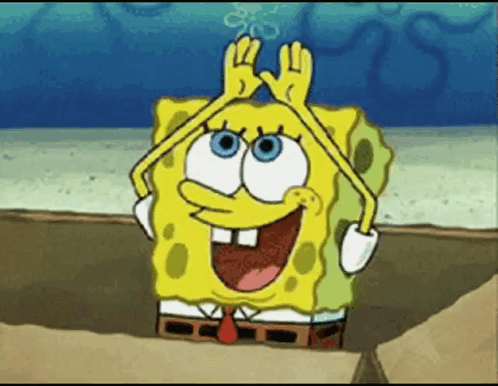 Spongebob Squarepants Making Peace Sign in Box