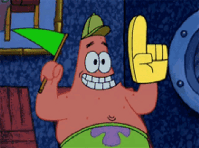 Spongebob Squarepants Patrick Starfish Number 1 Fan GIF 