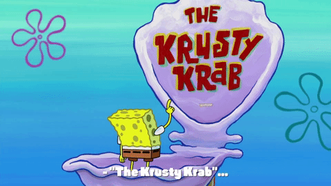 Spongebob Squarepants Reading Krusty Krab Sign GIF
