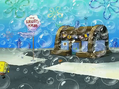 Spongebob Squarepants Running Toward Krusty Krab GIF
